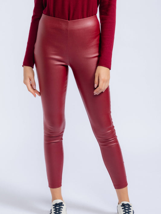 Burgundy Leather Leggings*