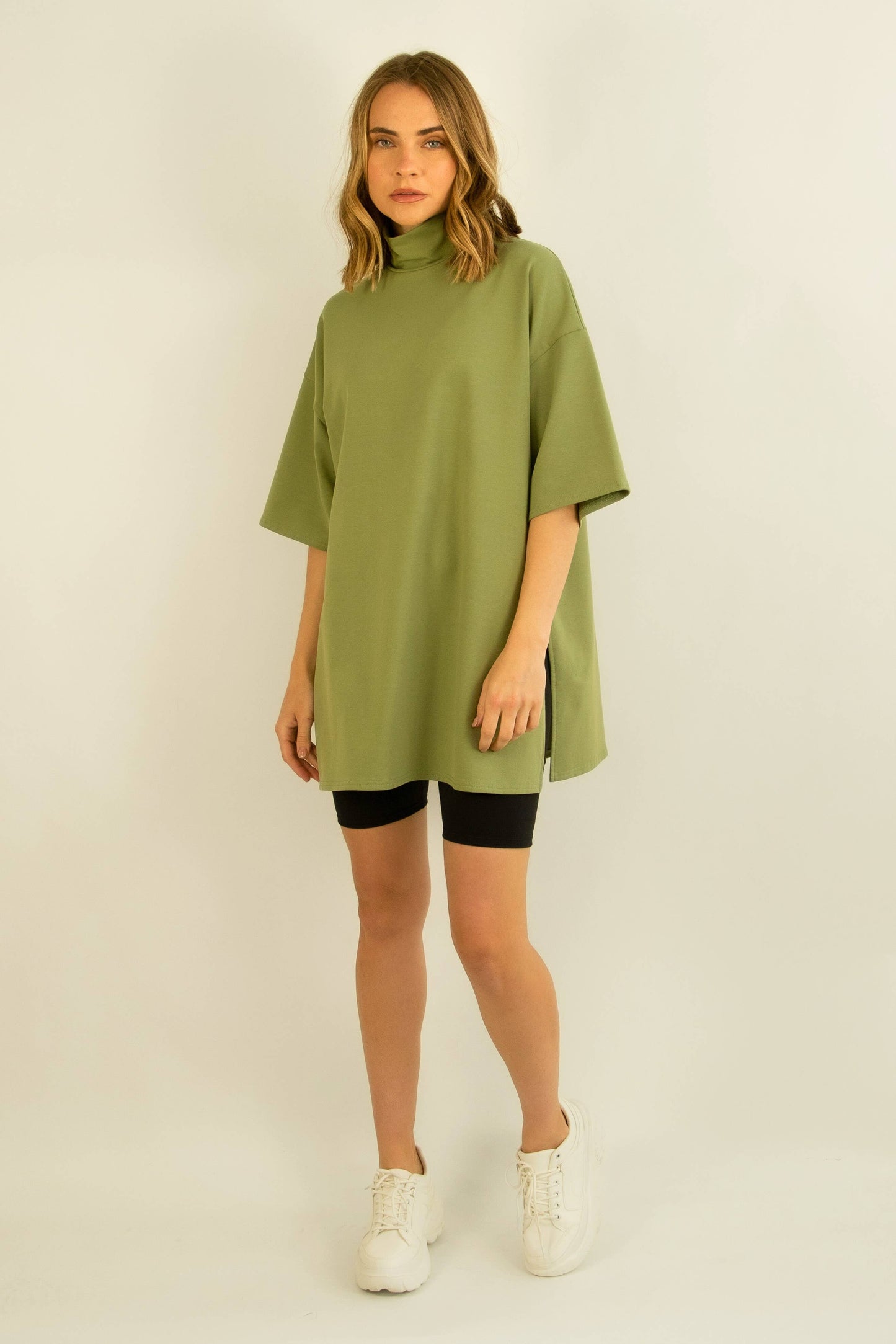 Oversized Mock Neck Tee*