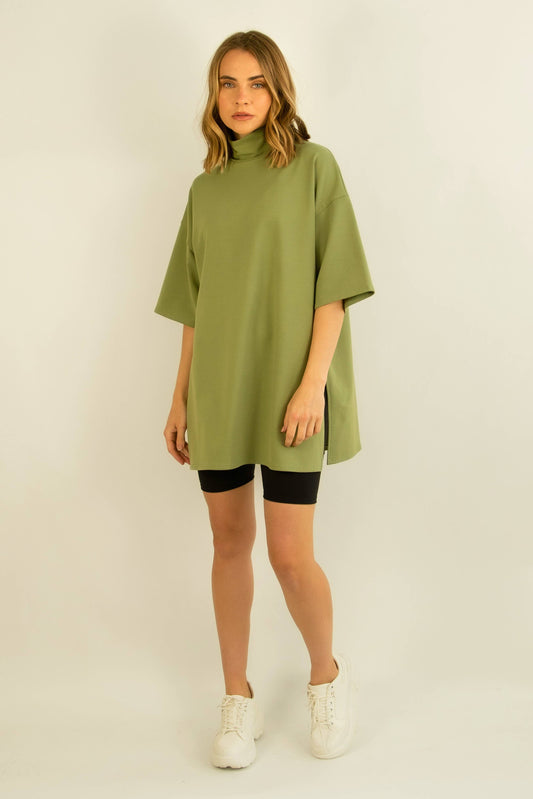 Oversized Mock Neck Tee*