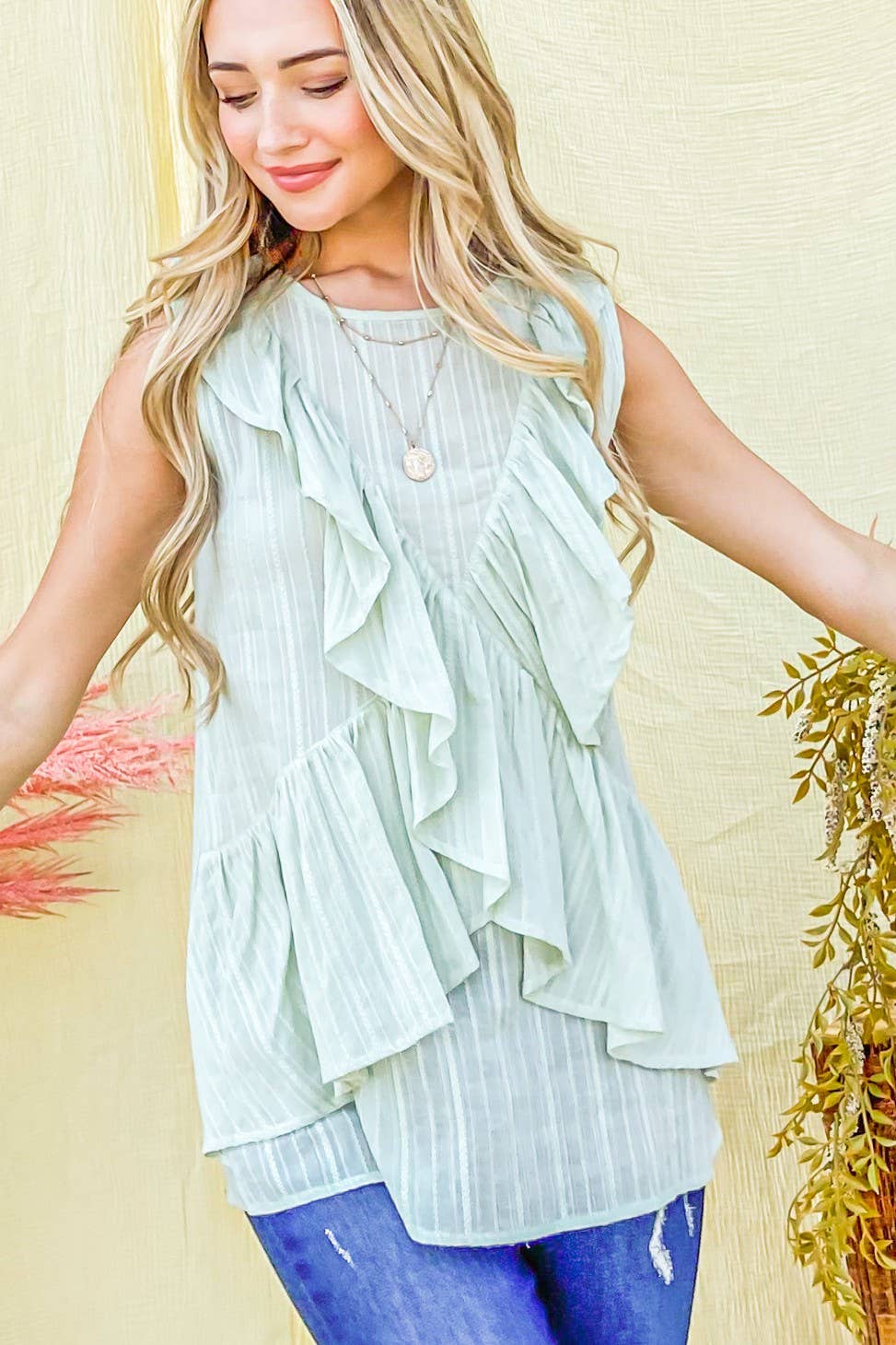 Mint Ruffles Top