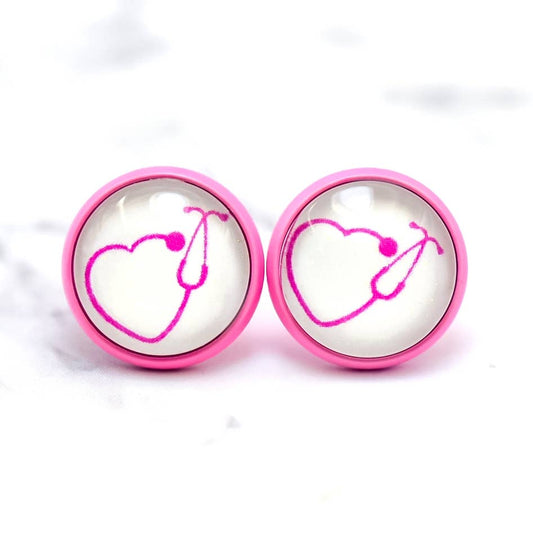 Stethoscope Heart Stud Earrings