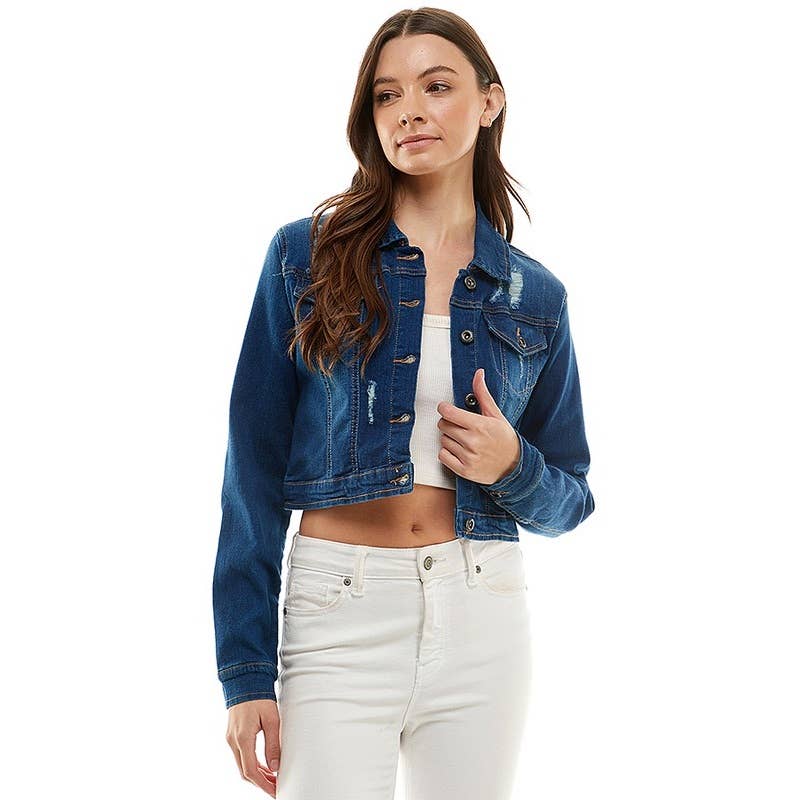 Dark Wash Cropped Denim Jacket*