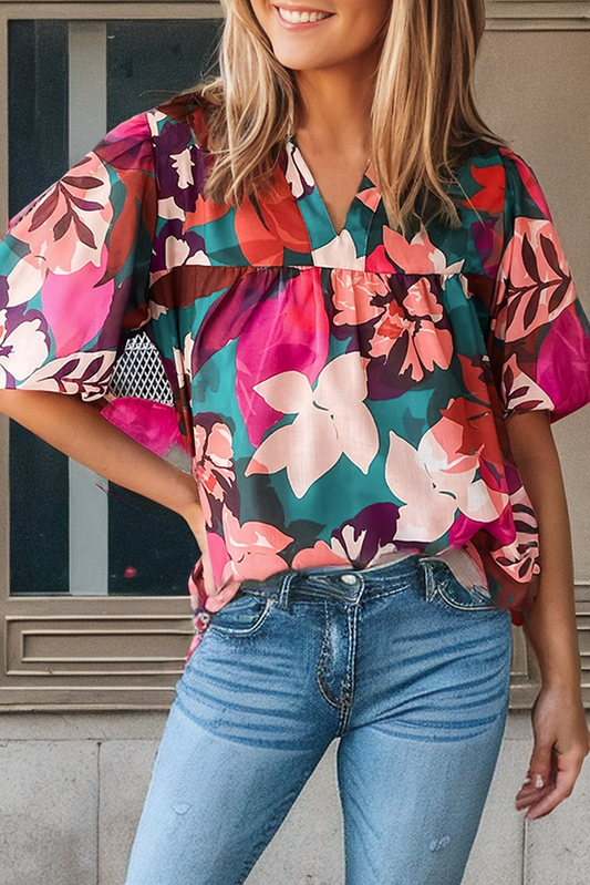 Floral Lantern Sleeve Top*