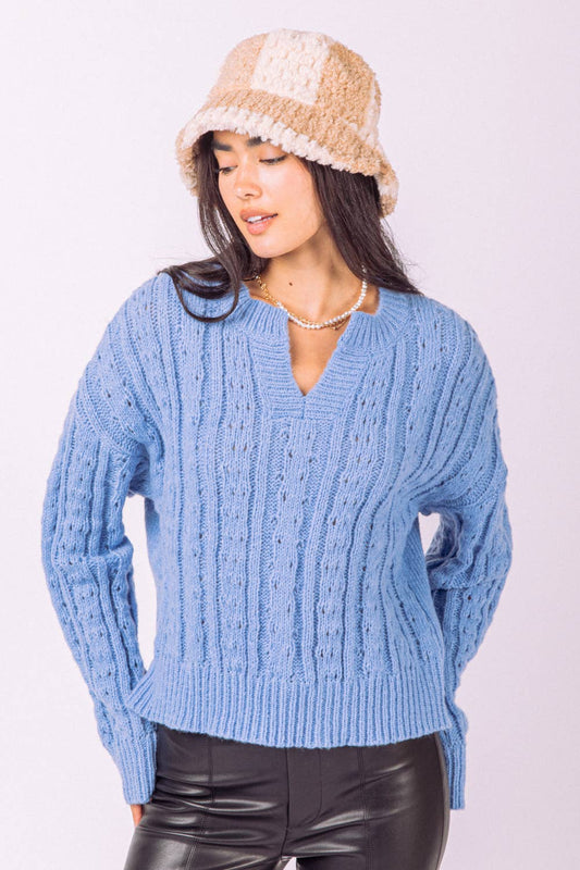 Blue Cable Knit Sweater*