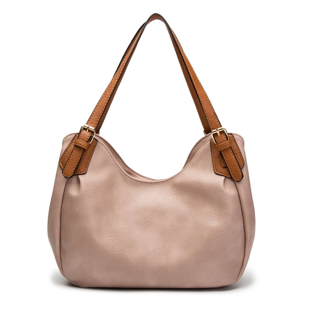 Nicole Buckle Strap Slouch Bag - Mink