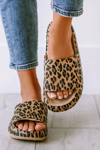 Leopard Print Thick Sole Slip On Slippers*