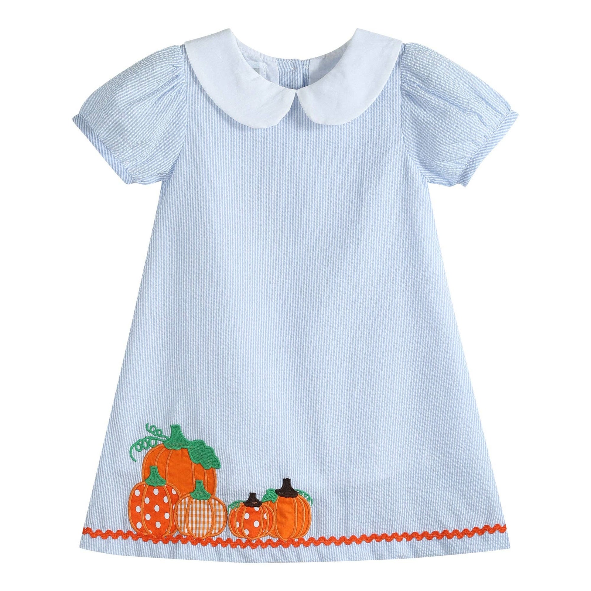 Light Blue Seersucker Pumpkin A-Line Dress* - 3-6M Light Blue Seersucker Pumpkin A-Line Dress* - 3-6M