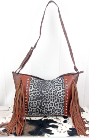 Fringe Satchel Cheetah Detail