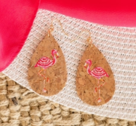 Flamingo Cork Earrings*